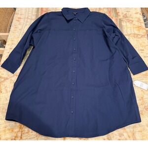 Universal Standard Womens Button-Up Shirt Dress Navy Blue Loose Fit XL NWOT